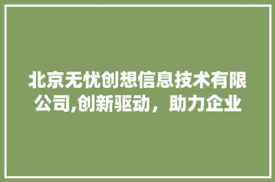 北京無(wú)憂創(chuàng)想信息技術(shù) 以創(chuàng)新為引擎，賦能企業(yè)數(shù)字化轉(zhuǎn)型